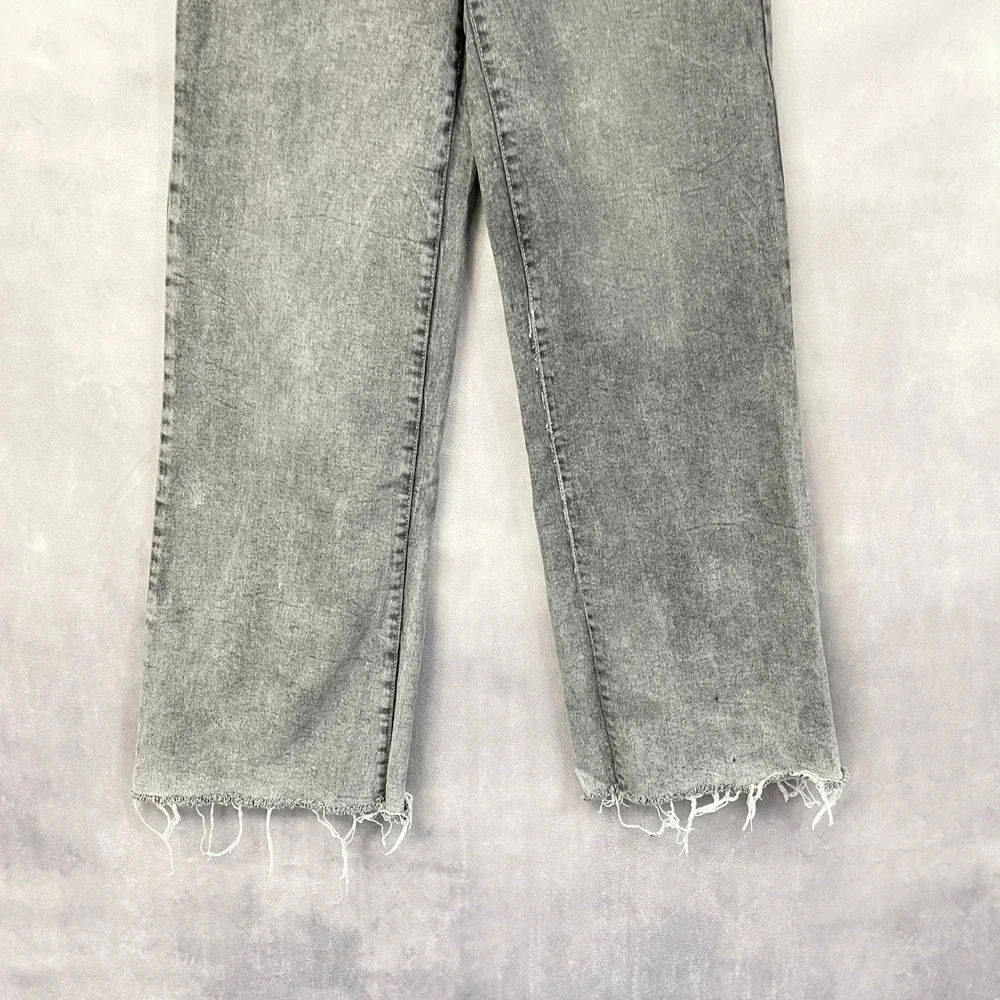 Kensie Jeans The Kaya High Rise Wide Leg Womens 8 Raw Hem Grunge Street Urban